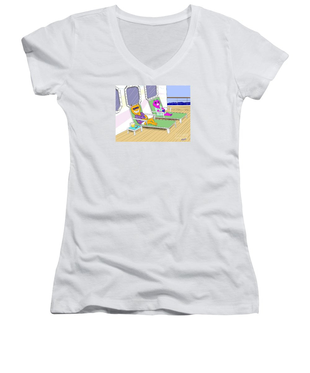 Cruise Cats - Women's V-Neck T-Shirt (Junior Cut)