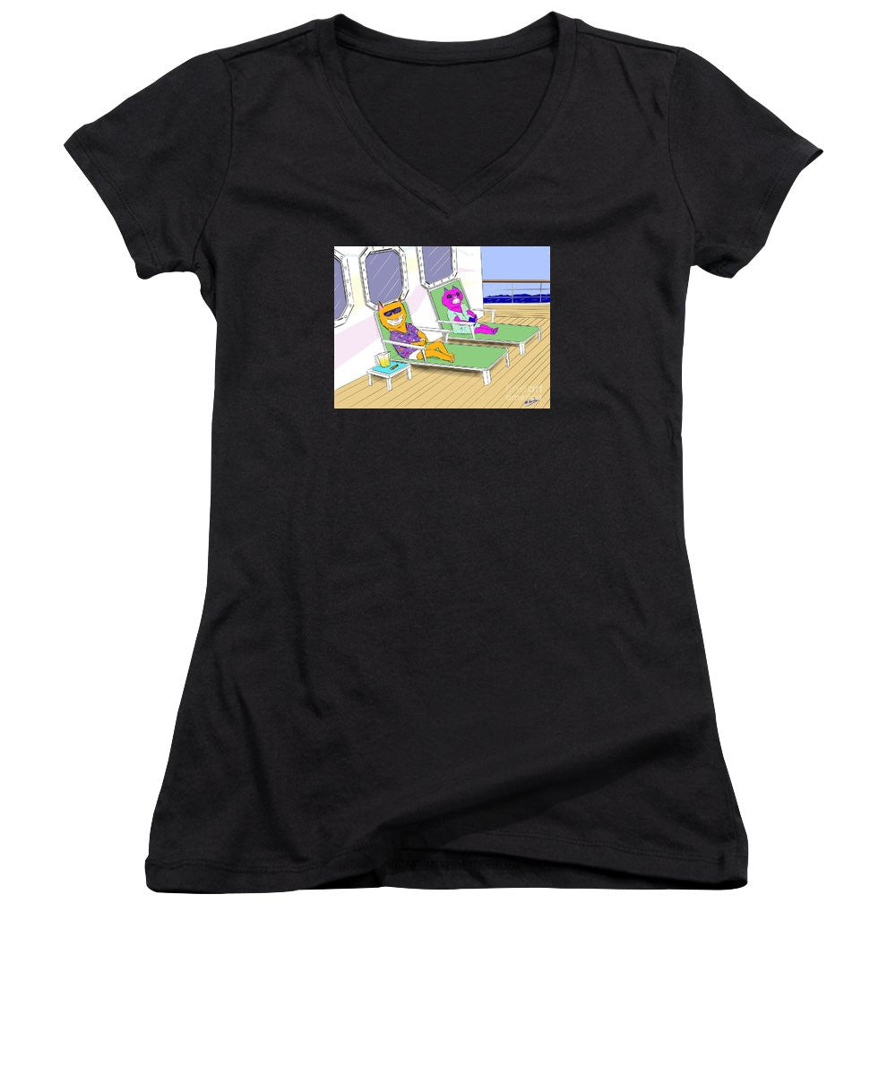 Cruise Cats - Women's V-Neck T-Shirt (Junior Cut)