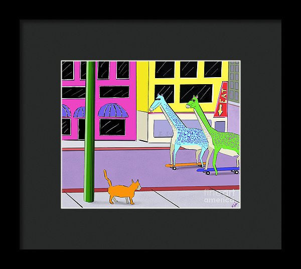 There Were Two Giraffes - Framed Print