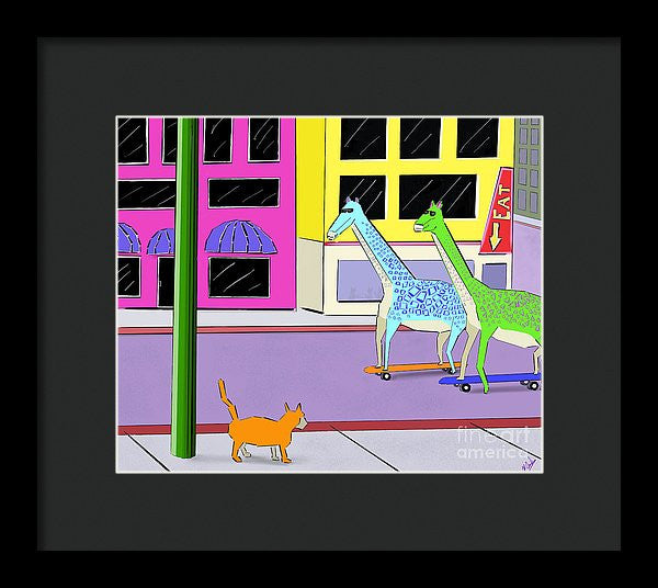 There Were Two Giraffes - Framed Print