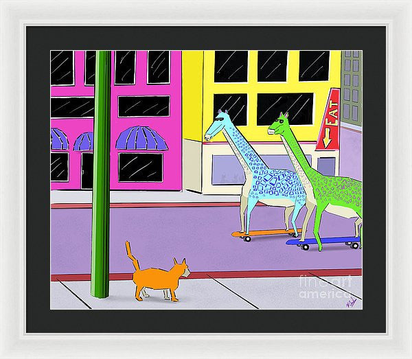 There Were Two Giraffes - Framed Print