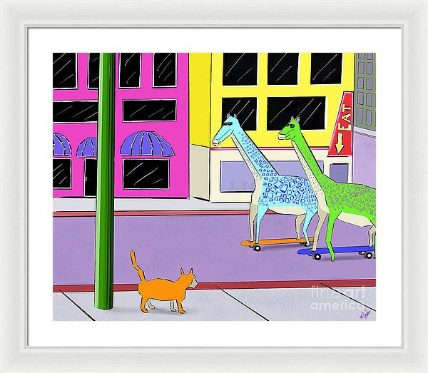 There Were Two Giraffes - Framed Print
