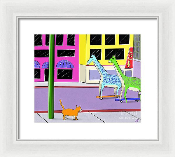 There Were Two Giraffes - Framed Print
