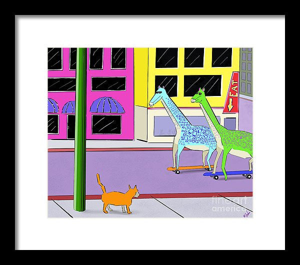 There Were Two Giraffes - Framed Print