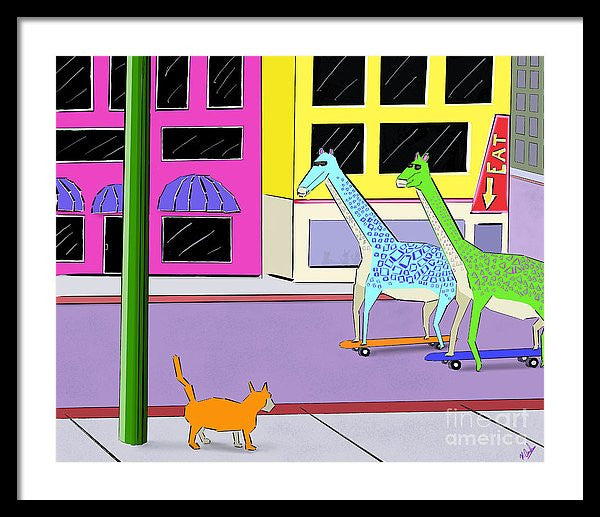 There Were Two Giraffes - Framed Print