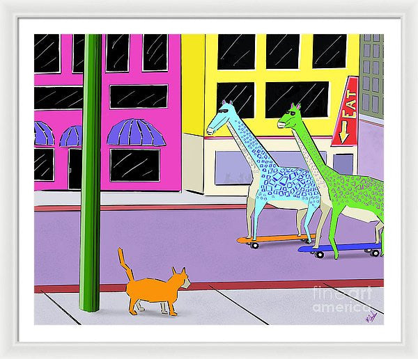 There Were Two Giraffes - Framed Print