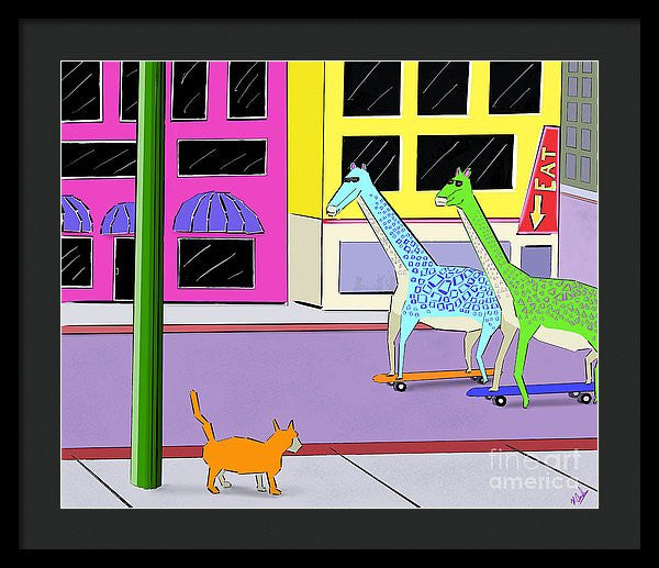There Were Two Giraffes - Framed Print