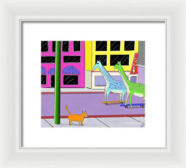 There Were Two Giraffes - Framed Print