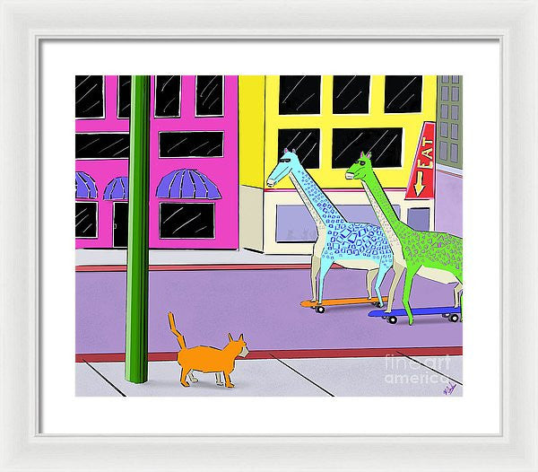 There Were Two Giraffes - Framed Print
