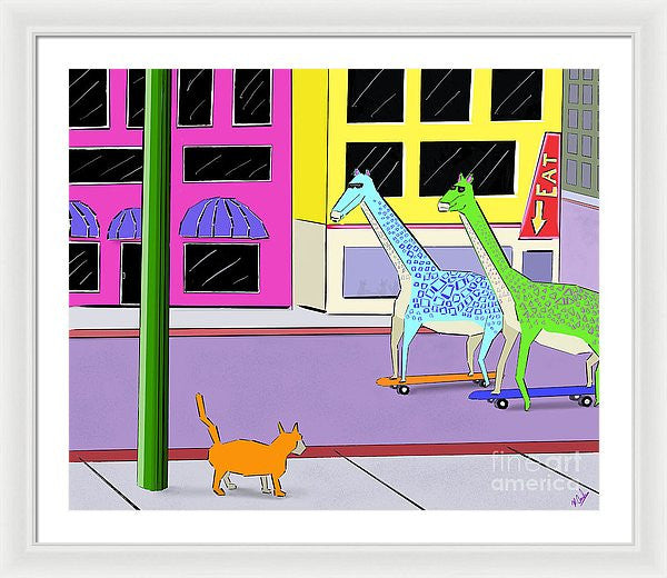 There Were Two Giraffes - Framed Print
