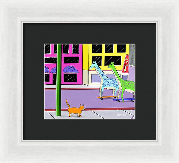 There Were Two Giraffes - Framed Print