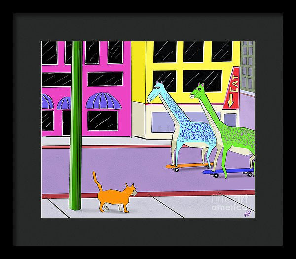 There Were Two Giraffes - Framed Print