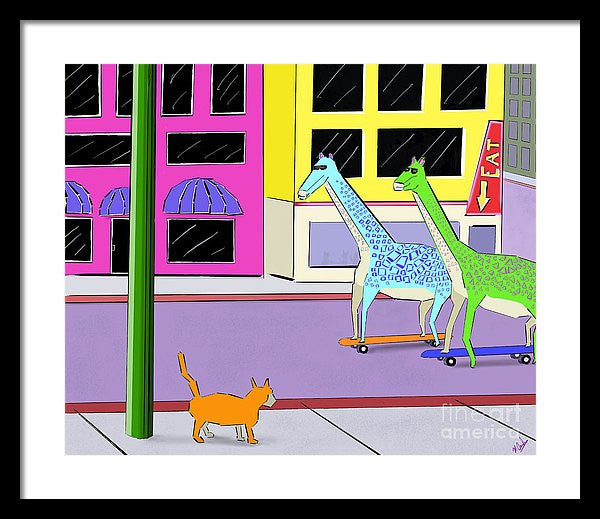 There Were Two Giraffes - Framed Print