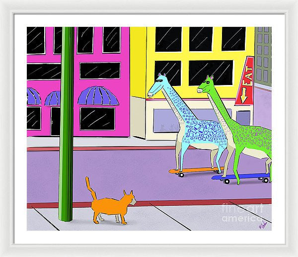 There Were Two Giraffes - Framed Print