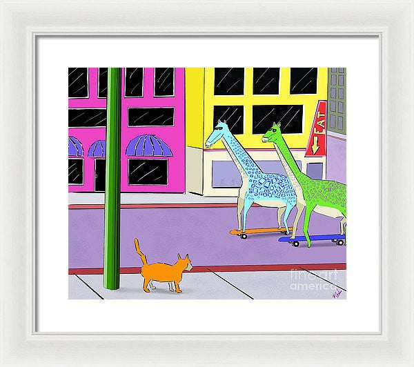 There Were Two Giraffes - Framed Print
