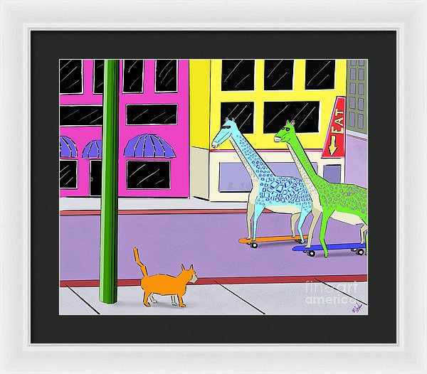There Were Two Giraffes - Framed Print