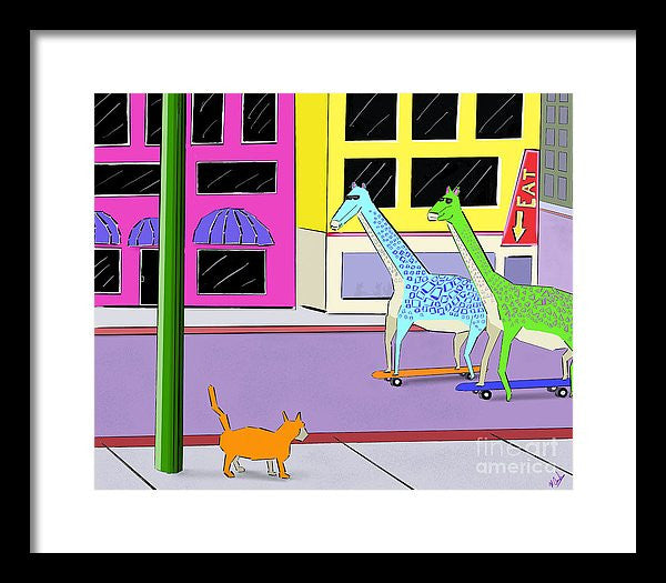 There Were Two Giraffes - Framed Print