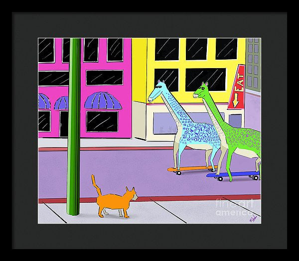 There Were Two Giraffes - Framed Print