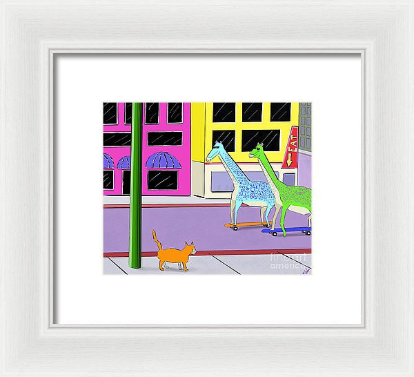 There Were Two Giraffes - Framed Print