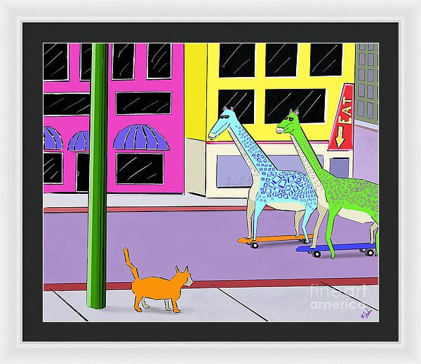 There Were Two Giraffes - Framed Print