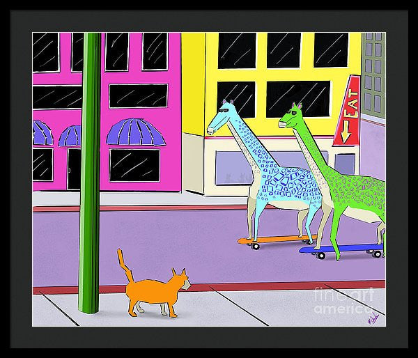 There Were Two Giraffes - Framed Print
