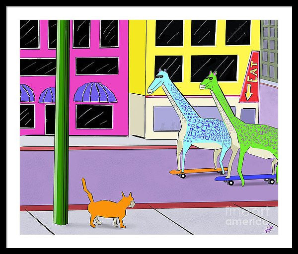 There Were Two Giraffes - Framed Print