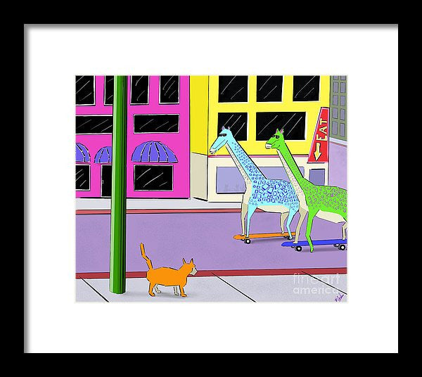 There Were Two Giraffes - Framed Print