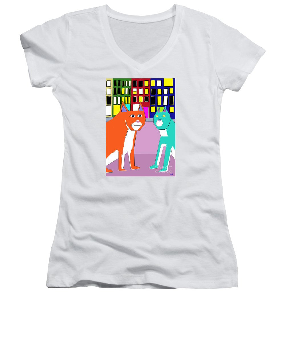 City Cats - Women's V-Neck T-Shirt (Junior Cut)