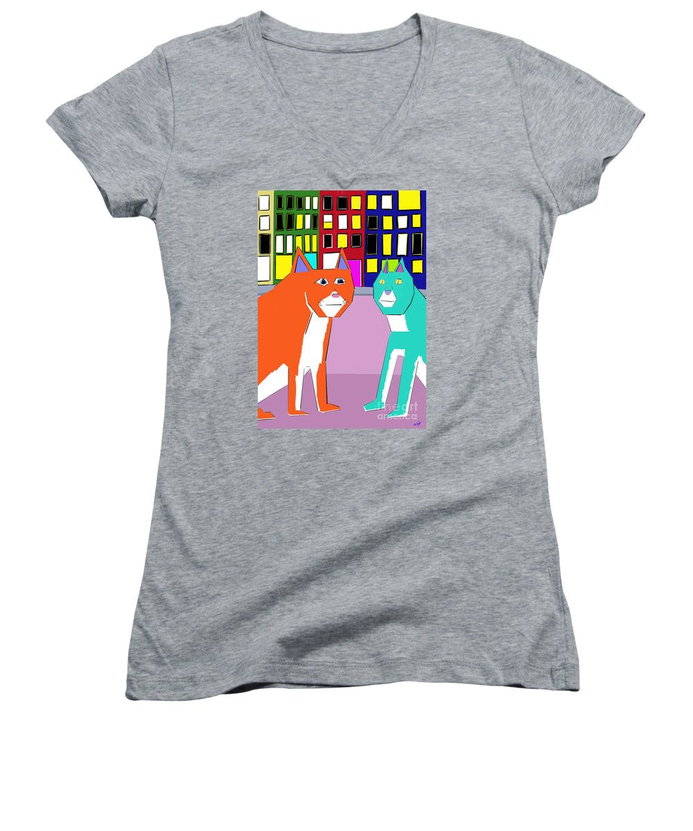 City Cats - Women's V-Neck T-Shirt (Junior Cut)