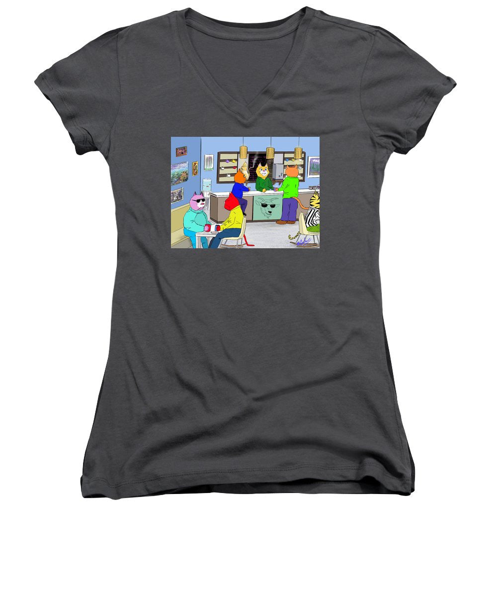 Coffee Cats - Women's V-Neck T-Shirt (Junior Cut)