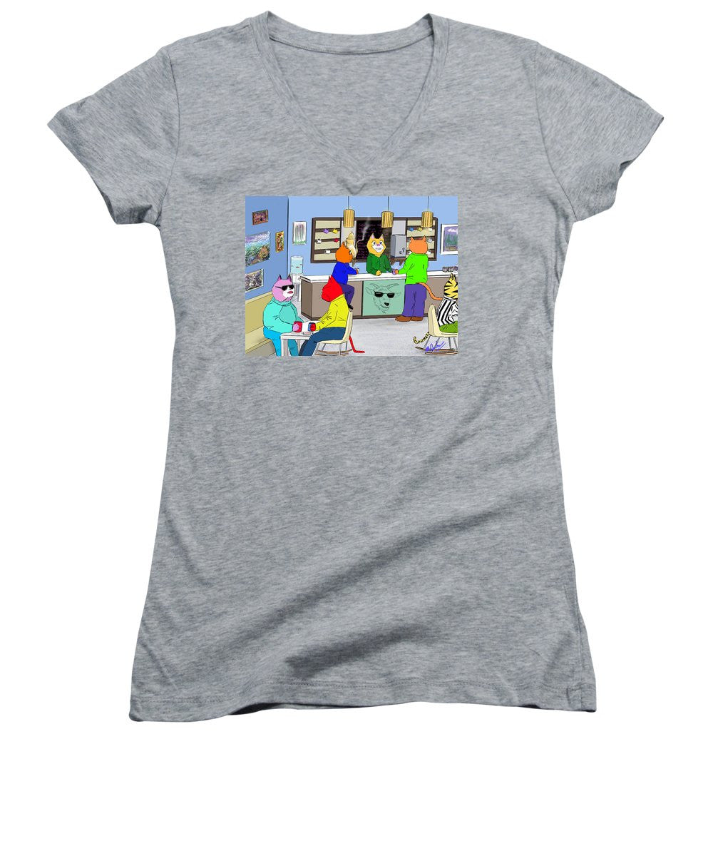 Coffee Cats - Women's V-Neck T-Shirt (Junior Cut)