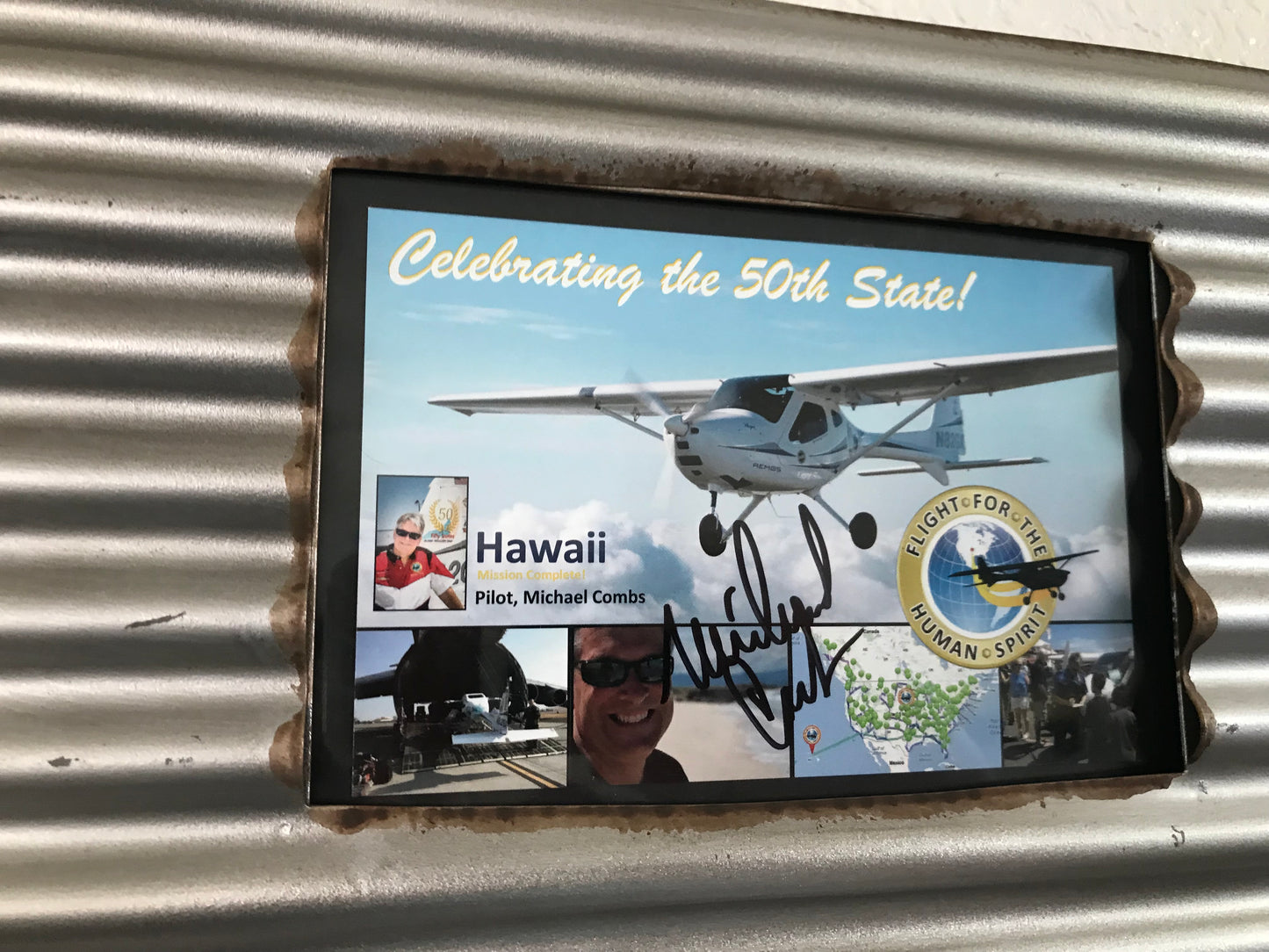 Flight for the Human Spirit Memorabilia in Metal Frame