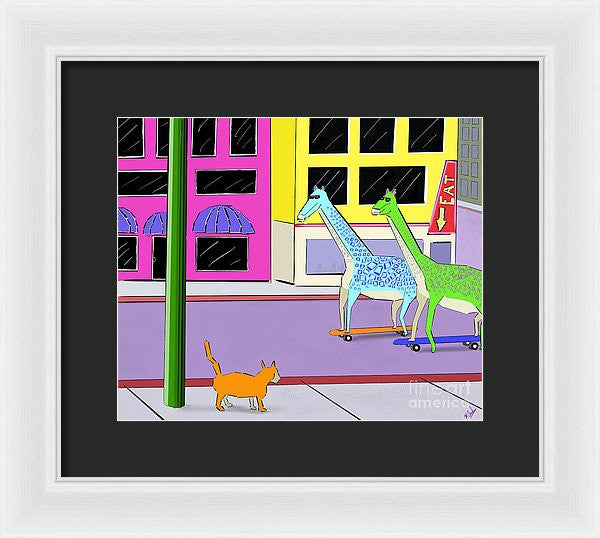 There Were Two Giraffes - Framed Print