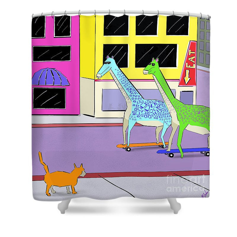 There Were Two Giraffes - Shower Curtain