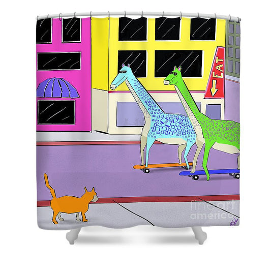 There Were Two Giraffes - Shower Curtain